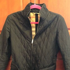 Black Burberry quilted coat